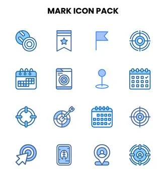 Mark Two Colour Bundle Icons Pack Stock Illustration