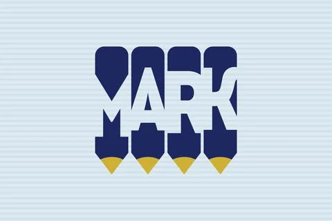 Mark typography negative space word vector illustration. Stock Illustration