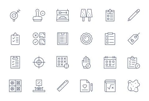 Mark Vector Icon Collection featuring 24 PIXEL Perfect 128x128 Thin Line De.. Stock Illustration