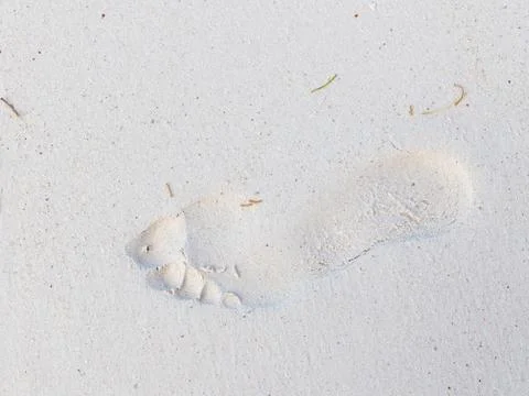 Mark on the white sand Foto stock