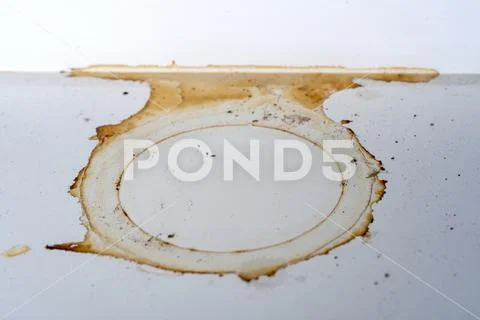 The mark on the windowsill from the flower pot. Stock Photos