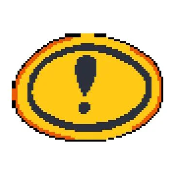 Mark yellow warning sign pixel art vector illustration Stock Illustration