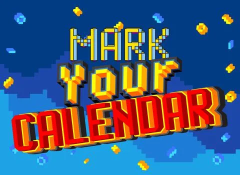 Mark Your Calendar. Pixelated word with geometric graphic background. Vector  Stock Illustration