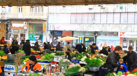 Markale - Fruit and Vegetable Market, Sarajevo Stock Footage 34950776