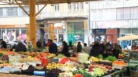 Markale - Fruit and Vegetable Market, Sarajevo Stock Footage 34951511