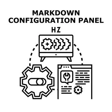 Markdown configuration panel displaying setup tools and process Ilustração Stock
