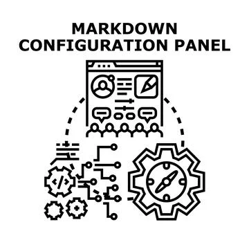 Markdown configuration panel outlining software settings concepts Stock Illustration