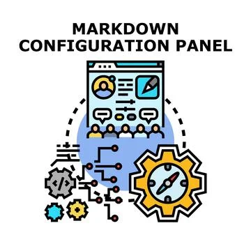 Markdown configuration panel outlining software settings concepts Stock Illustration