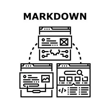 Markdown creating and converting content for web Stock Illustration