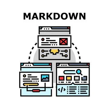 Markdown creating and converting content for web Illustration