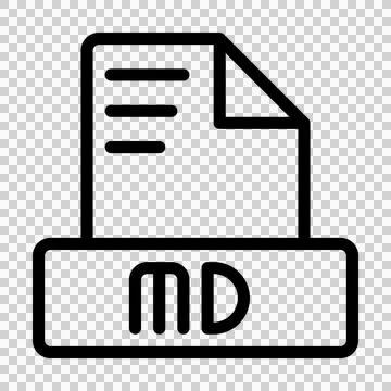 Markdown file icon outline style design. Document text file symbol Illustrazione stock