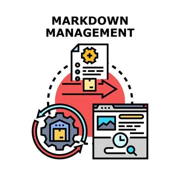 Markdown management process for content publishing strategy Stockillustratie