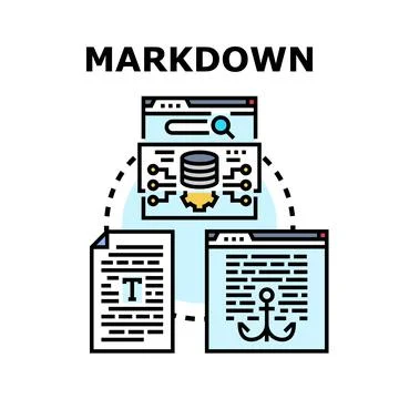 Markdown text formatting and web content processing 스톡 일러스트