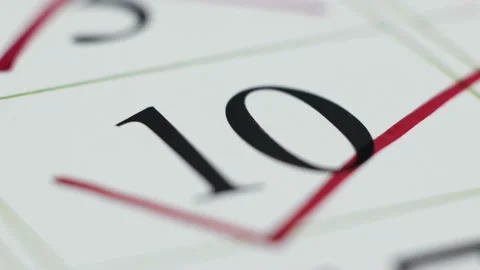 Marked in the calendar, the tenth number, significant date close-up Stock Footage 100874168
