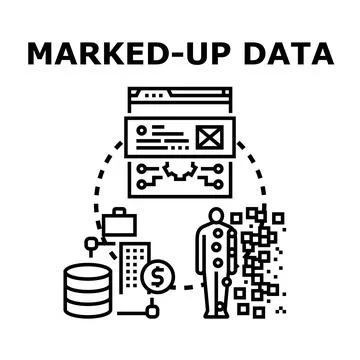Marked up data processing and analysis concept Stock-Illustration