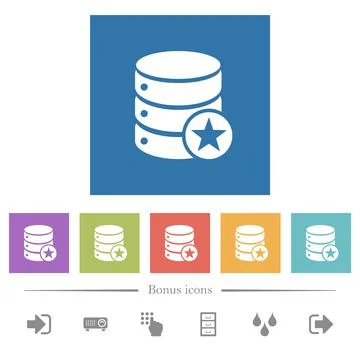 Marked database flat white icons in square backgrounds 库存插图