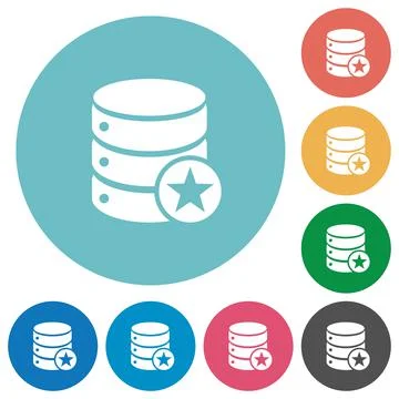 Marked database table flat round icons Stock Illustration