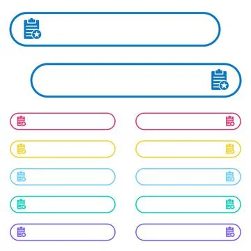 Marked note icons in rounded color menu buttons Stock Illustration