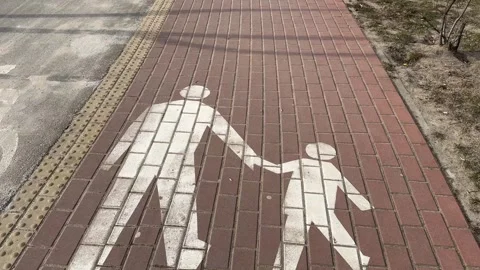 Marked pedestrian sidewalk after winter Video stock 302562083