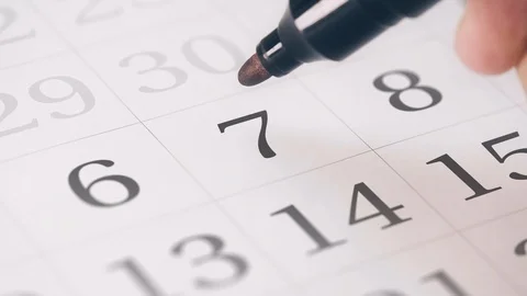 Marked the seventh 7 day of a month in the calendar transforms into DEADLINE Stock Footage 106926369