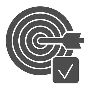 Marked target and arrow solid icon. Board for darts and marker checkbox glyph イラスト素材