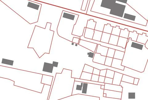 Marked territory on cadastral map, top view. Illustration 스톡 일러스트