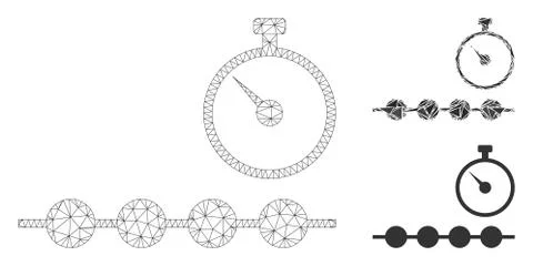 Marked Time Line Vector Mesh 2D Model and Triangle Mosaic Icon 스톡 일러스트