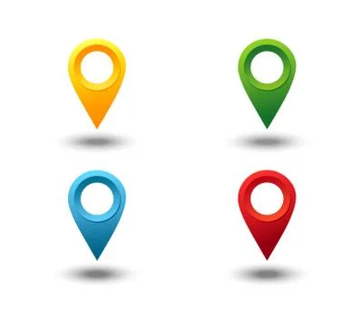 Marker 3D. Map pointer pin vector set isolated on white background. Web location Stock Illustration