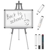 Flat Vector Illustration Of School Classroom Whiteboard With Black