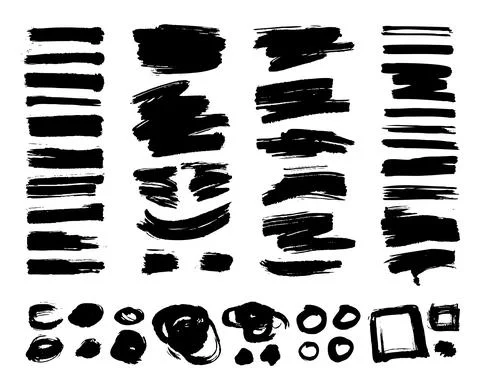 Marker brush strokes, a set of design elements, shapes for text and decoratio Stock Illustration
