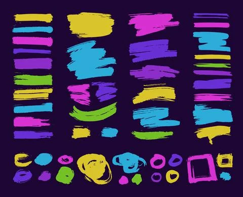 Marker brush strokes, a set of design elements, shapes for text and decoratio Stock Illustration