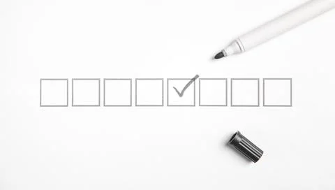 Marker with checkbox in checklist. Stock Photos