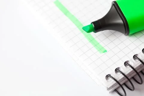 Marker ,drawn line and notepad isolated on white Stock Photos