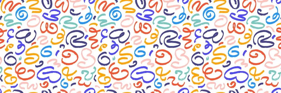 Marker drawn scribble abstract seamless pattern. Childish drawing. Hand draws 스톡 일러스트