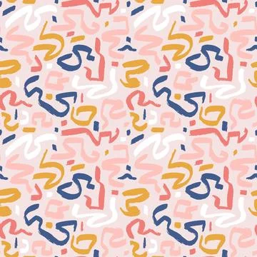 Marker drawn scribble abstract seamless pattern. Childish drawing. Hand draws 스톡 일러스트