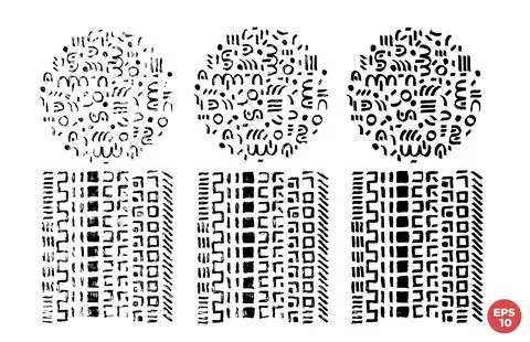 Marker drawn scribble square and round composition vector set. Childish geome Stock Illustration