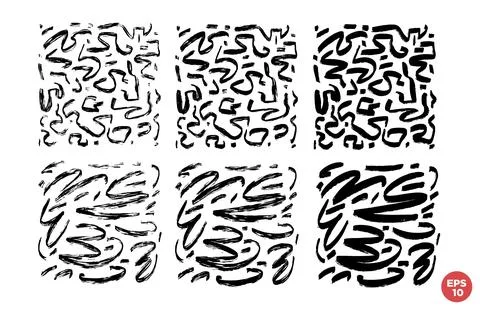 Marker drawn scribble square composition vector set. Childish drawing. Hand d Stock Illustration