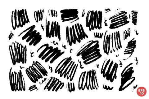 Marker drawn scribble vector set. Childish drawing. Hand drawn calligraphy sw 스톡 일러스트