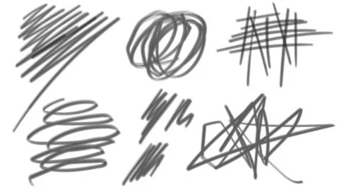 Marker drawn scribble vector set. Childish drawing. Hand draws calligraphy Stock Illustration