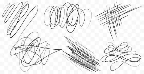 Marker drawn scribble vector set. Childish drawing. Hand draws calligraphy Stock Illustration