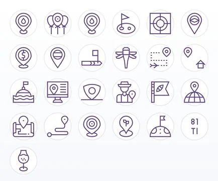 Marker featuring 25 256x256 Vector Icons in Regular Line Design 스톡 일러스트