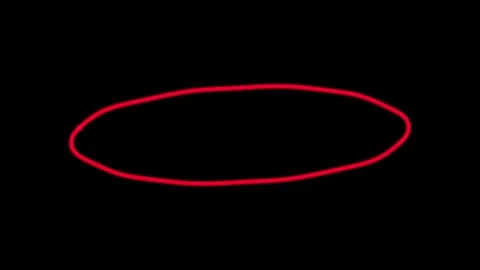 Marker highlight stroke. Red marker stroke circle highlight on black background Stock Footage 342204026