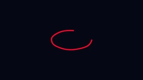 Marker highlight stroke. Red neon marker circle highlight on black background Stock Footage 342204045