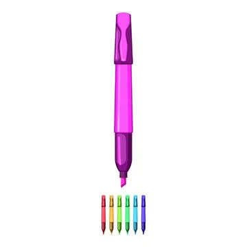Marker highlighter cartoon vector graphic sign color Stock Illustration