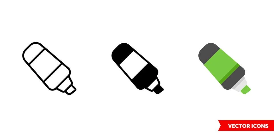 Marker icon of 3 types. Isolated vector sign symbol. Stock Illustration
