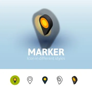 Marker icon in different style Stock Illustration