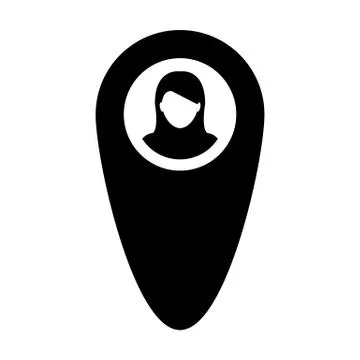 Marker icon vector female user person profile avatar with location map pin Stock Illustration