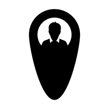 Marker icon vector male user person profile avatar with location map pin Illustrazione stock