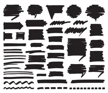 Marker Lines Strokes and Speech Bubbles Stock Illustration