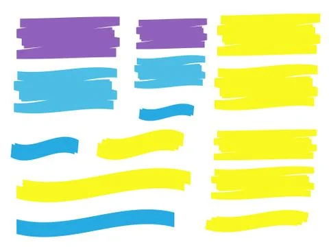 Marker marks. Yellow marker text selection vector Stock Illustration